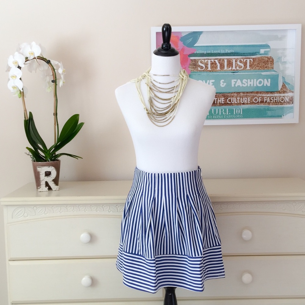 Blue Stripes Skater Skirt
